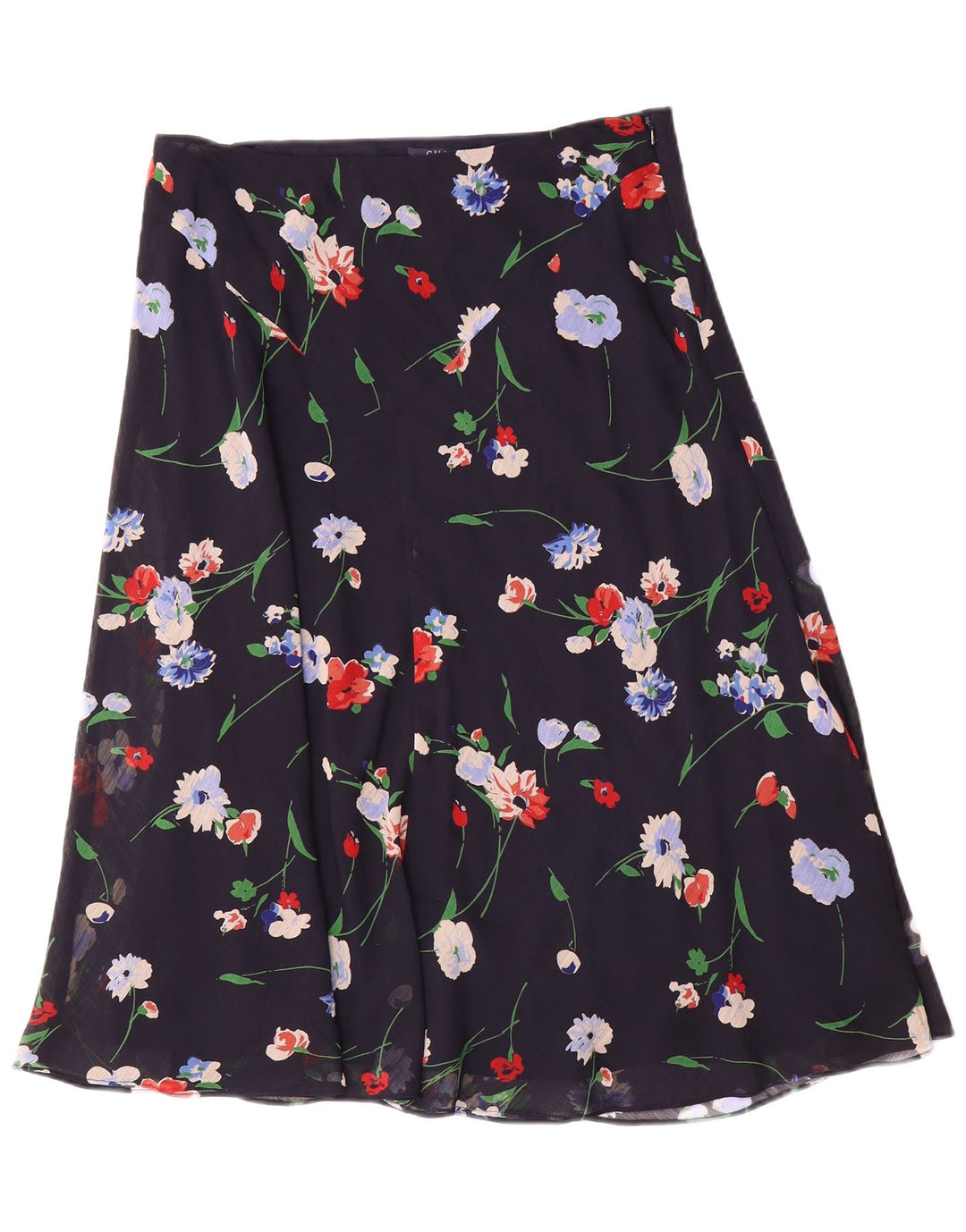 Chaps Jupe trapèze pour femme US 10 Large W30 Bleu marine Floral Polyester