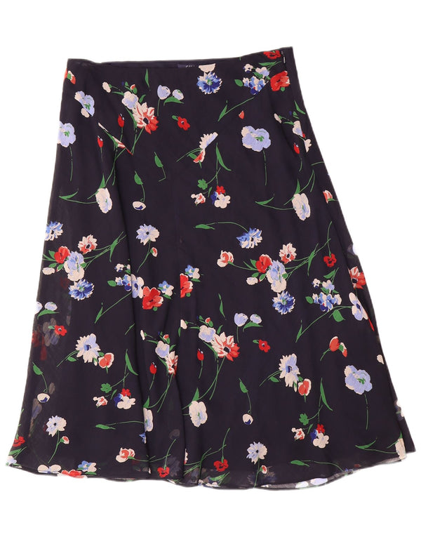 Chaps Jupe trapèze pour femme US 10 Large W30 Bleu marine Floral Polyester