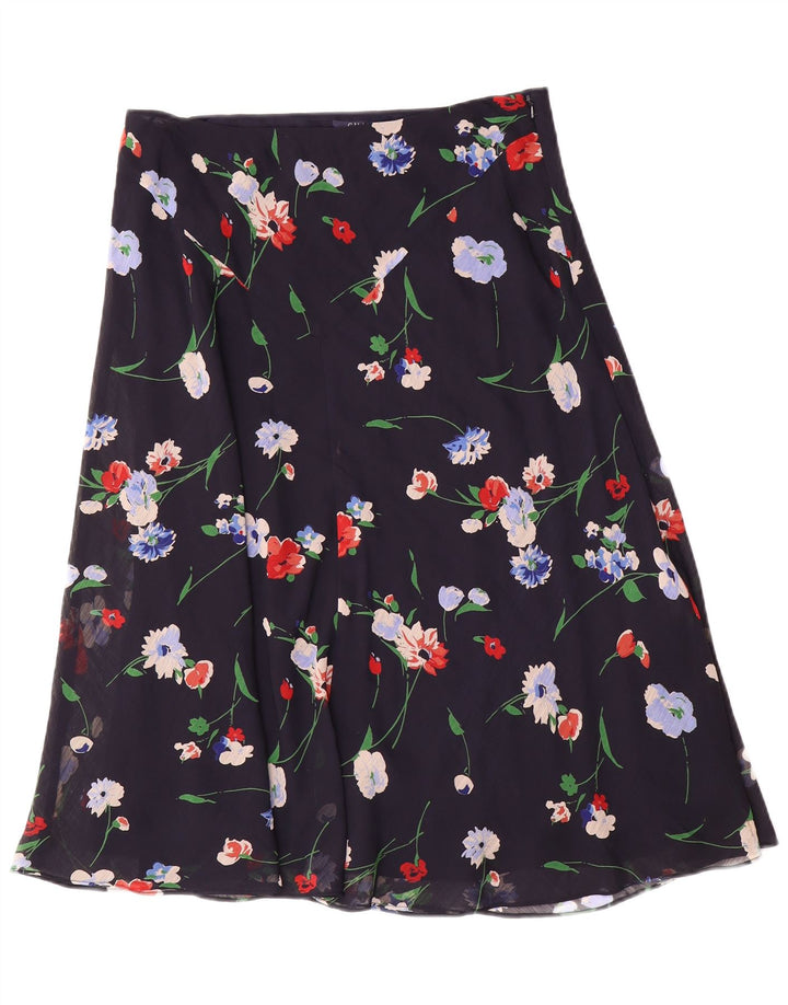 Chaps Jupe trapèze pour femme US 10 Large W30 Bleu marine Floral Polyester