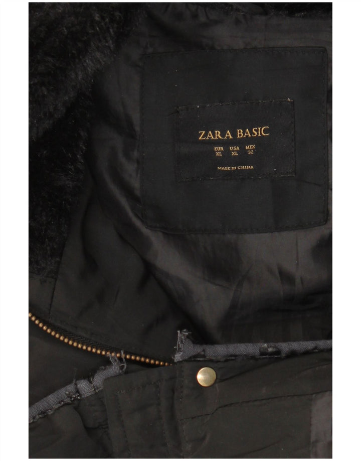 Zara Veste matelassée pour femme UK 18 XL Noir Polyester