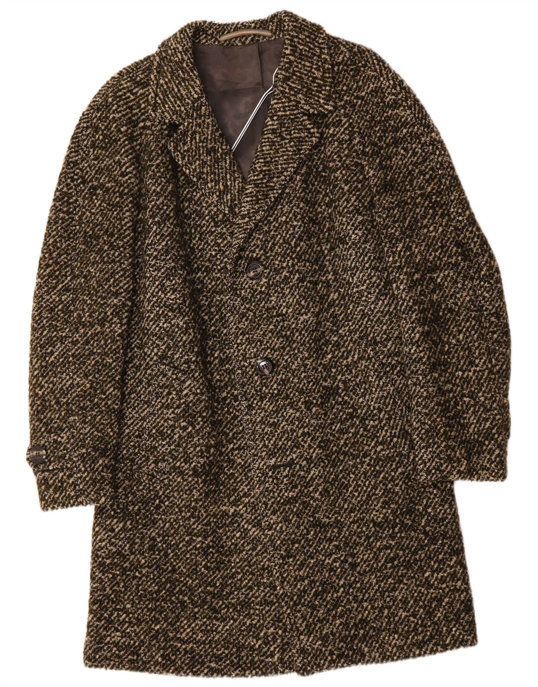 VINTAGE Manteau Homme UK 38 Laine Mouchetée Kaki Moyen