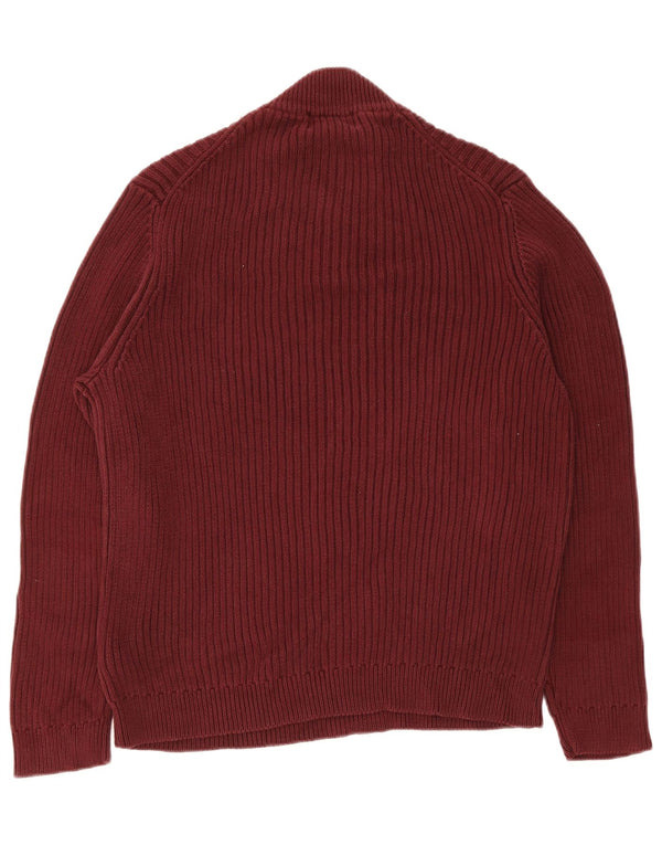 Eddie Bauer Pull à col zippé pour homme en coton bordeaux Taille L