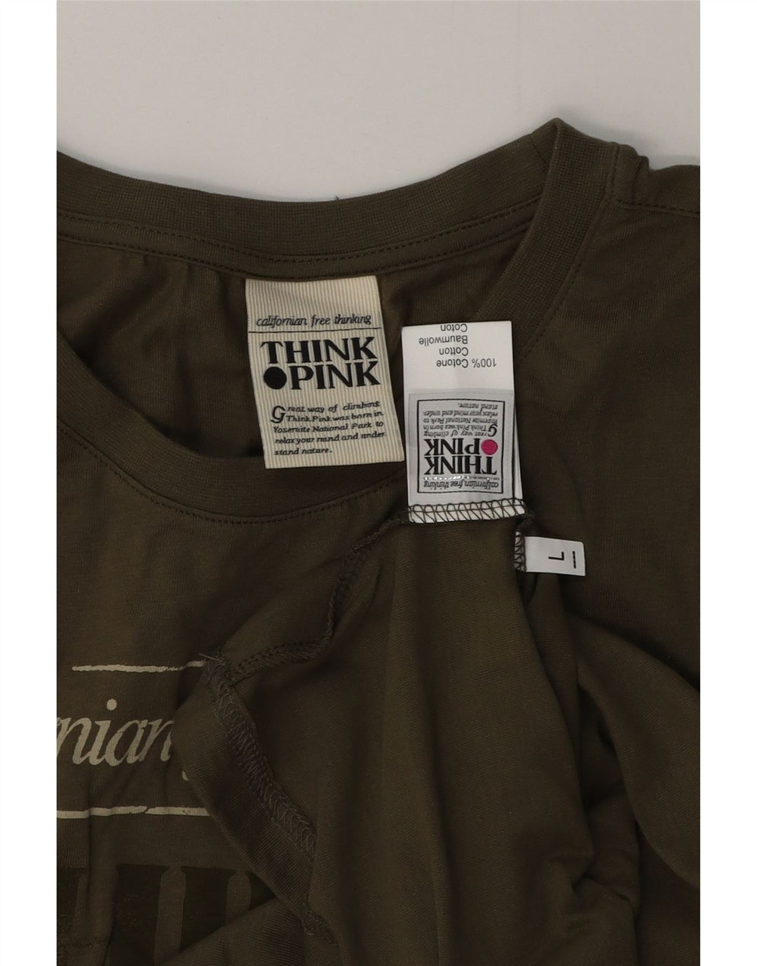 THINK PINK Débardeur Graphique Homme Grand Kaki Coton