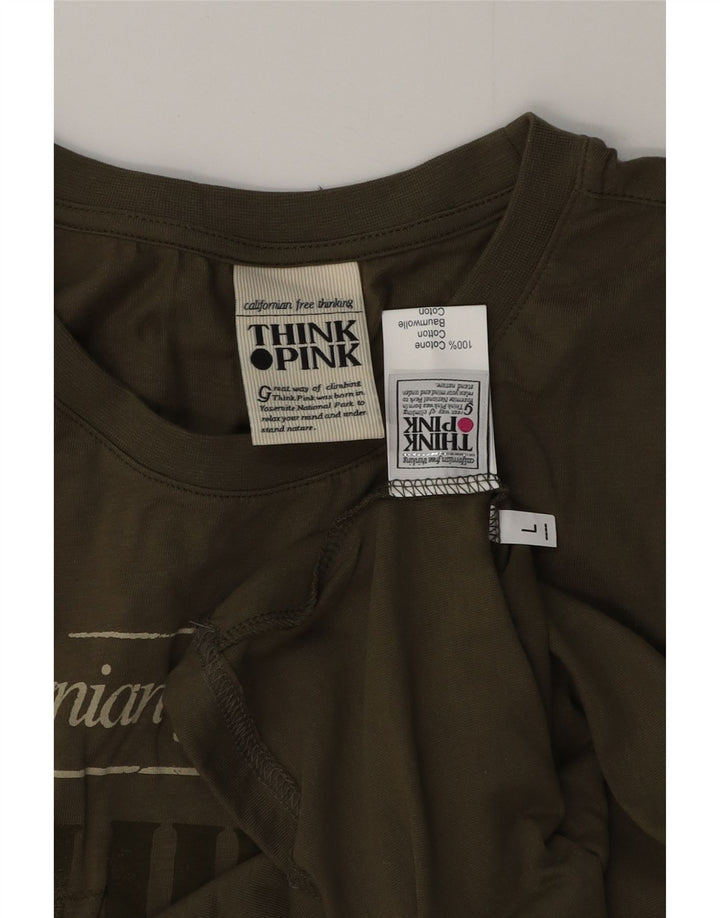 THINK PINK Débardeur Graphique Homme Grand Kaki Coton