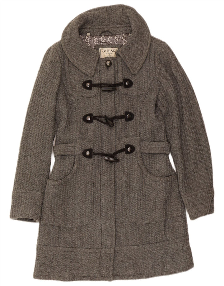 Guess Duffle Coat Femme UK 10 Petit Gris Polyester