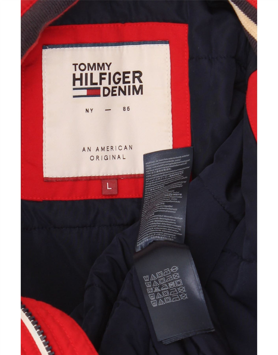 TOMMY HILFIGER Veste Bomber Homme UK 40 Large Rouge Polyamide