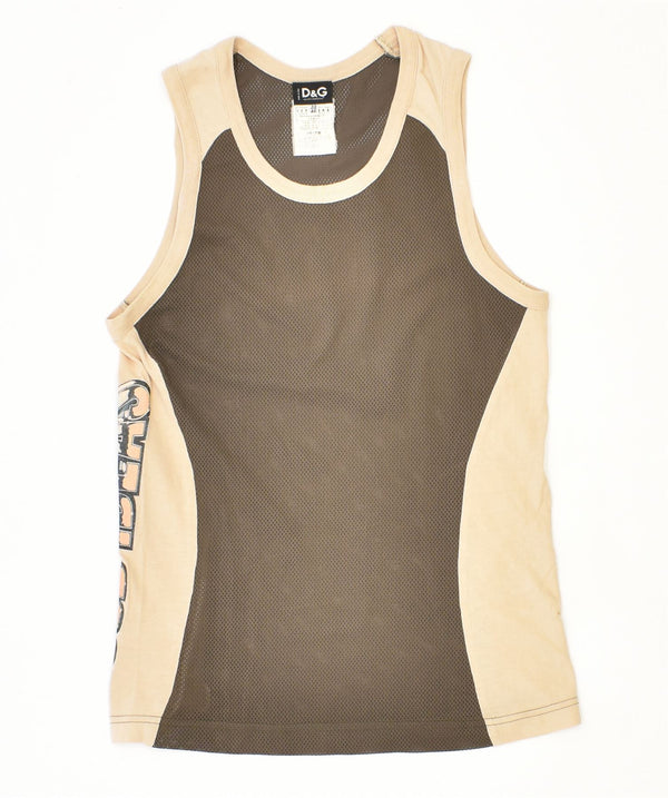 DOLCE & GABBANA Débardeur Coupe Slim Femme IT 46 Large Kaki Polyester