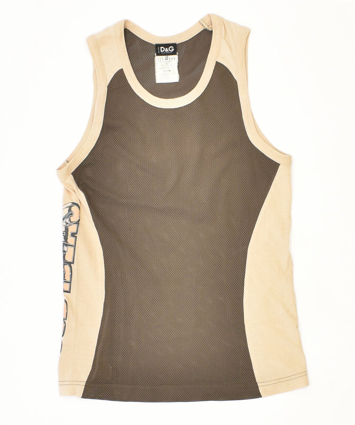 DOLCE & GABBANA Débardeur Coupe Slim Femme IT 46 Large Kaki Polyester