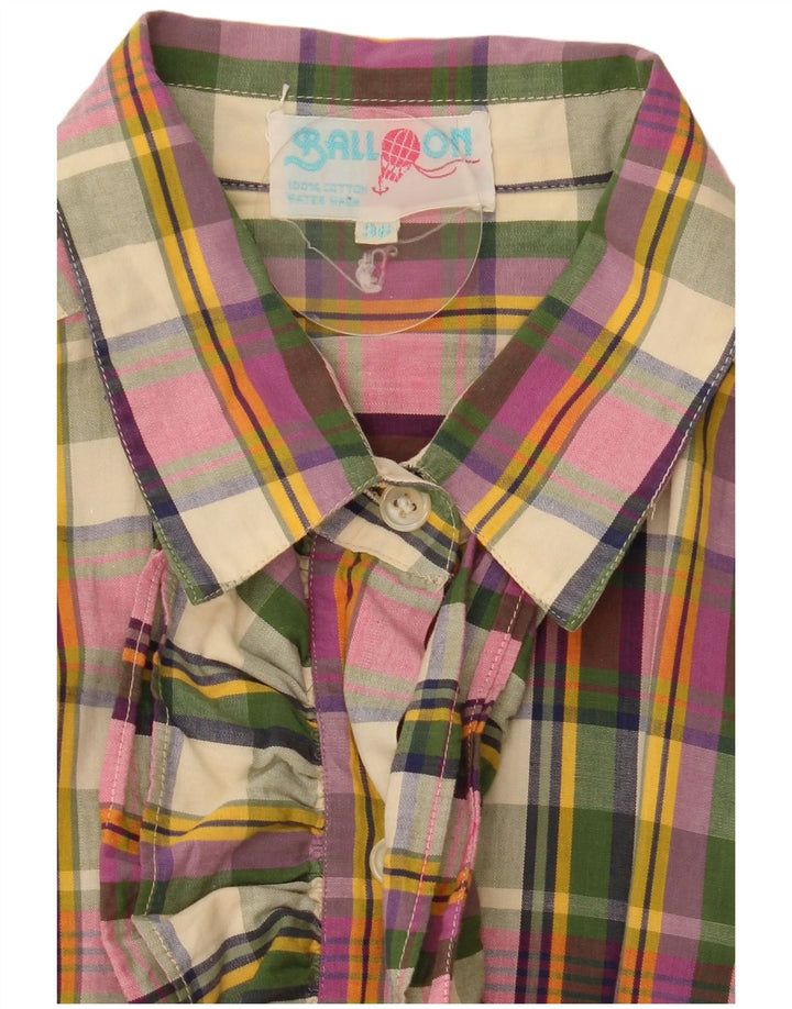 Balloon Chemise surdimensionnée à volants sur le devant pour femme IT 36 XS Carreaux multicolores