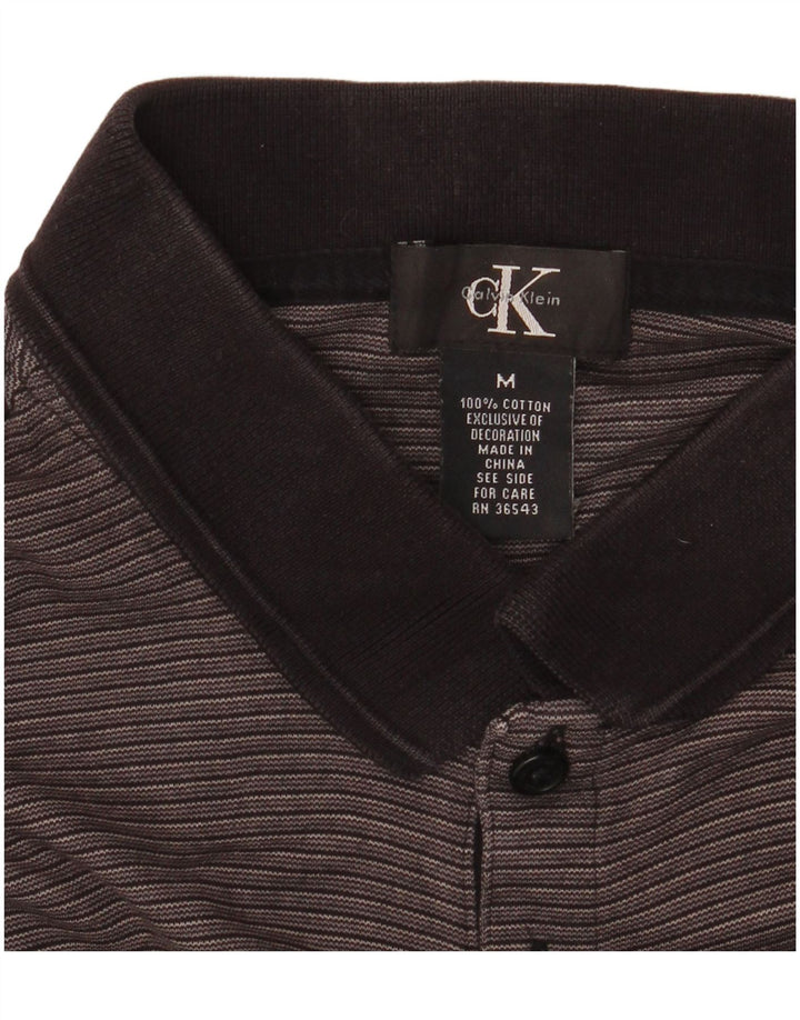 CALVIN KLEIN Polo Homme Gris Moyen à Fines Rayures en Coton