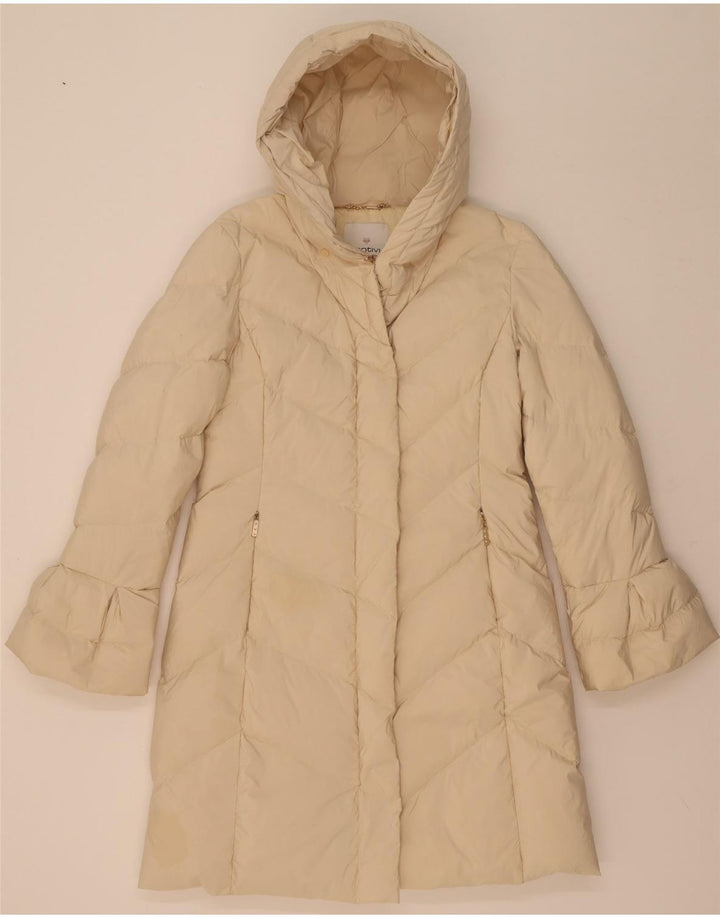 MOTIVI Manteau rembourré à capuche pour femme UK 12 Polyester beige moyen