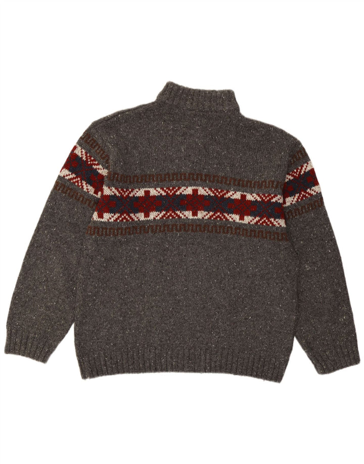 C&A Pull à col zippé pour homme Large Gris Fair Isle Acrylique
