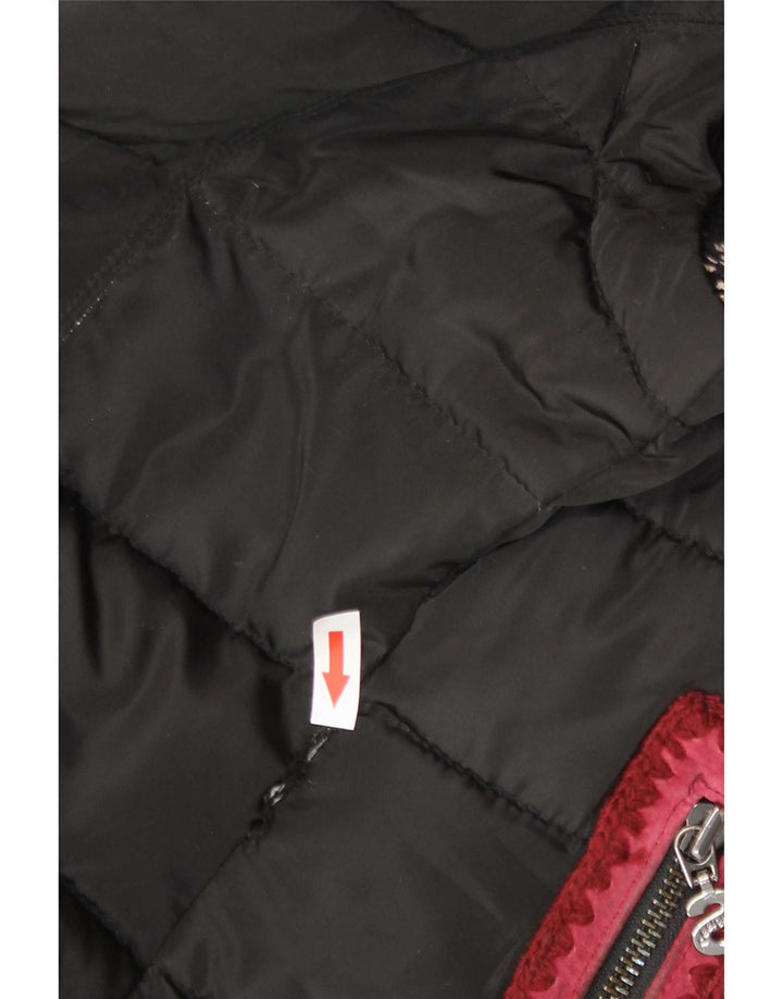 Desigual Veste matelassée pour femme EU 40 Medium Noir Floral Coton