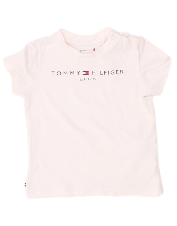 Tommy Hilfiger T-shirt graphique pour bébé garçon 9-12 mois en coton blanc