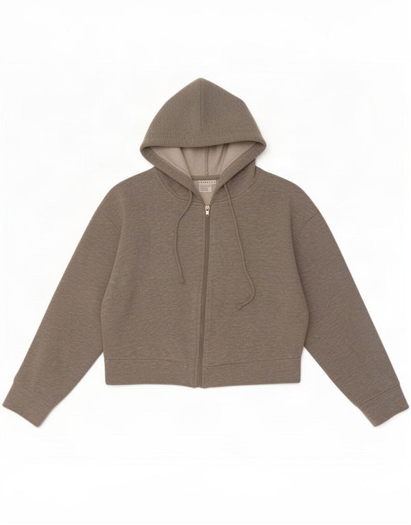 Topshop Pull à capuche zippé surdimensionné pour femme UK 10 Petit gris moucheté