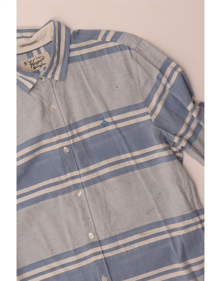 PENGUIN Chemise Slim Heritage Homme Bleu Moyen Rayé Coton