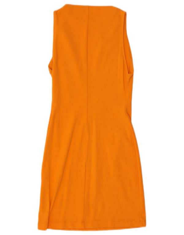 Zara Robe trapèze sans manches pour femme UK 12 Coton orange moyen