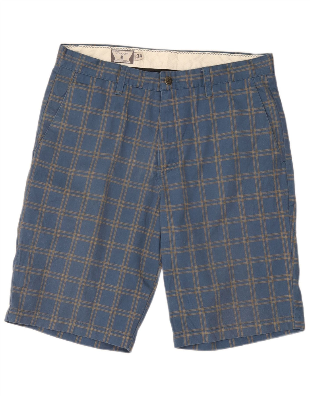 Volcom Short Chino Homme W34 Grand Carreau Bleu Polyester