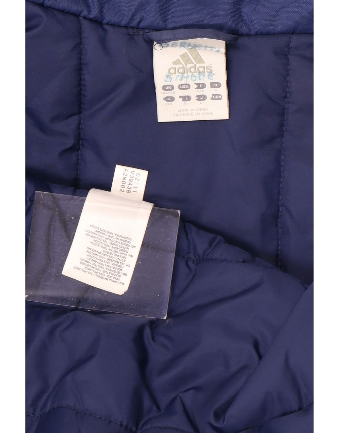 ADIDAS Manteau matelassé graphique pour hommes UK 38/40 Bleu moyen Polyamide