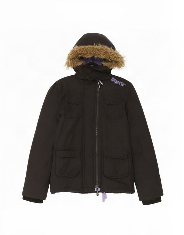 Superdry Veste coupe-vent à capuche The Windcheater pour femme UK 10 Small Noir