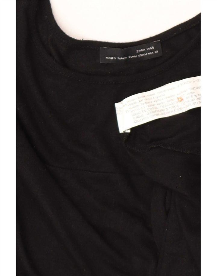 Zara Tunique à manches longues pour femme UK 14 Medium Noir Viscose