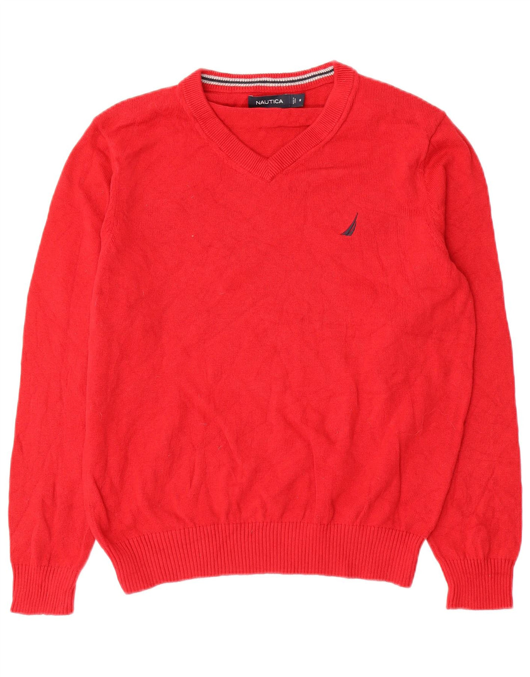 Nautica Pull Col V Homme Rouge Moyen Coton