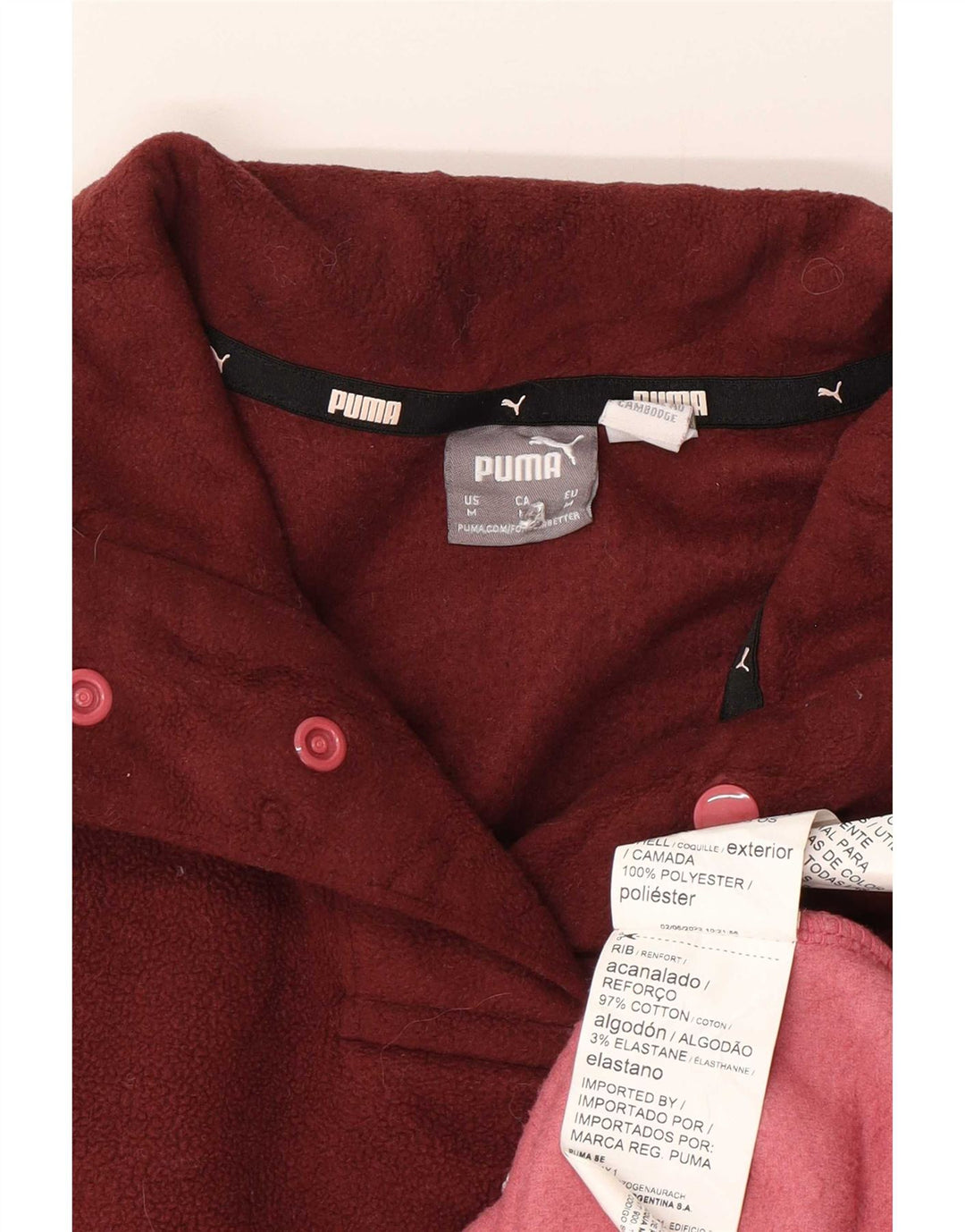 Puma Pull surdimensionné en polaire graphique pour femme UK 14 Bordeaux moyen