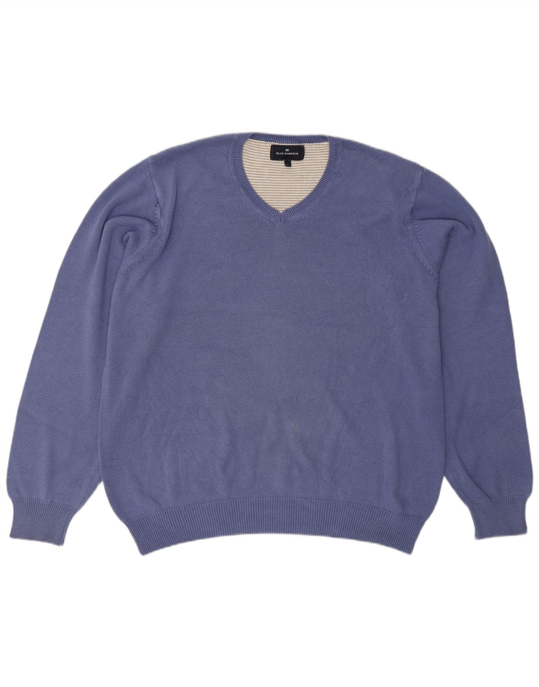 Marks & Spencer Pull à col en V Blue Harbour pour hommes, grand coton bleu