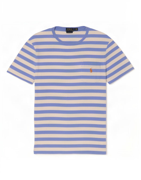 Polo Ralph Lauren Mens Custom Slim Fit T-Shirt Top Medium Blue Striped