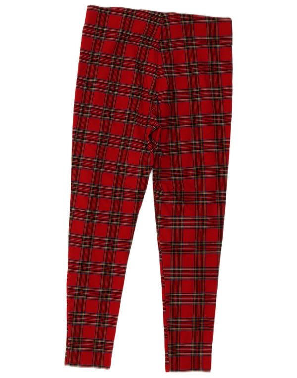 Zara Pantalon skinny décontracté pour femme Large W30 L26 Rouge à carreaux