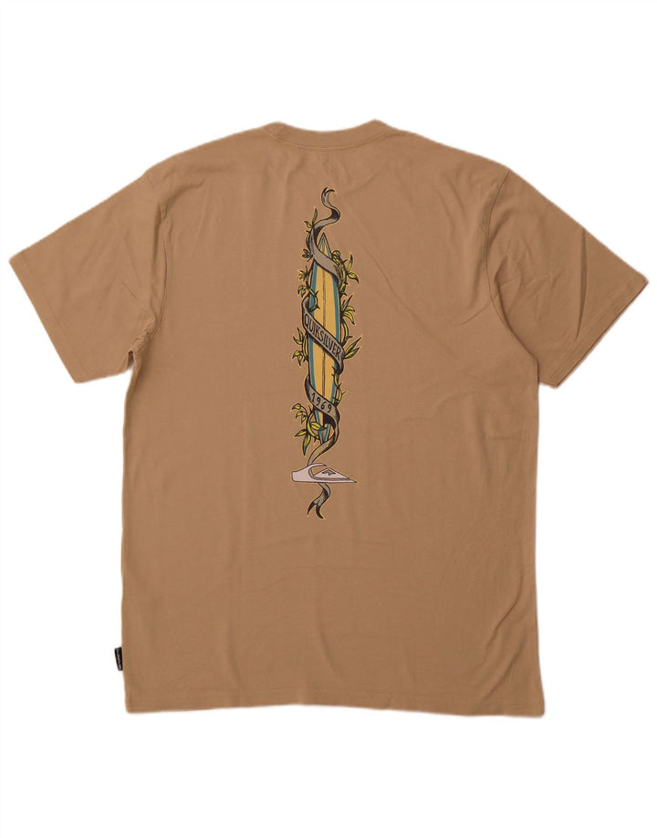 QUIKSILVER T-shirt graphique coupe régulière pour hommes, grand coton beige