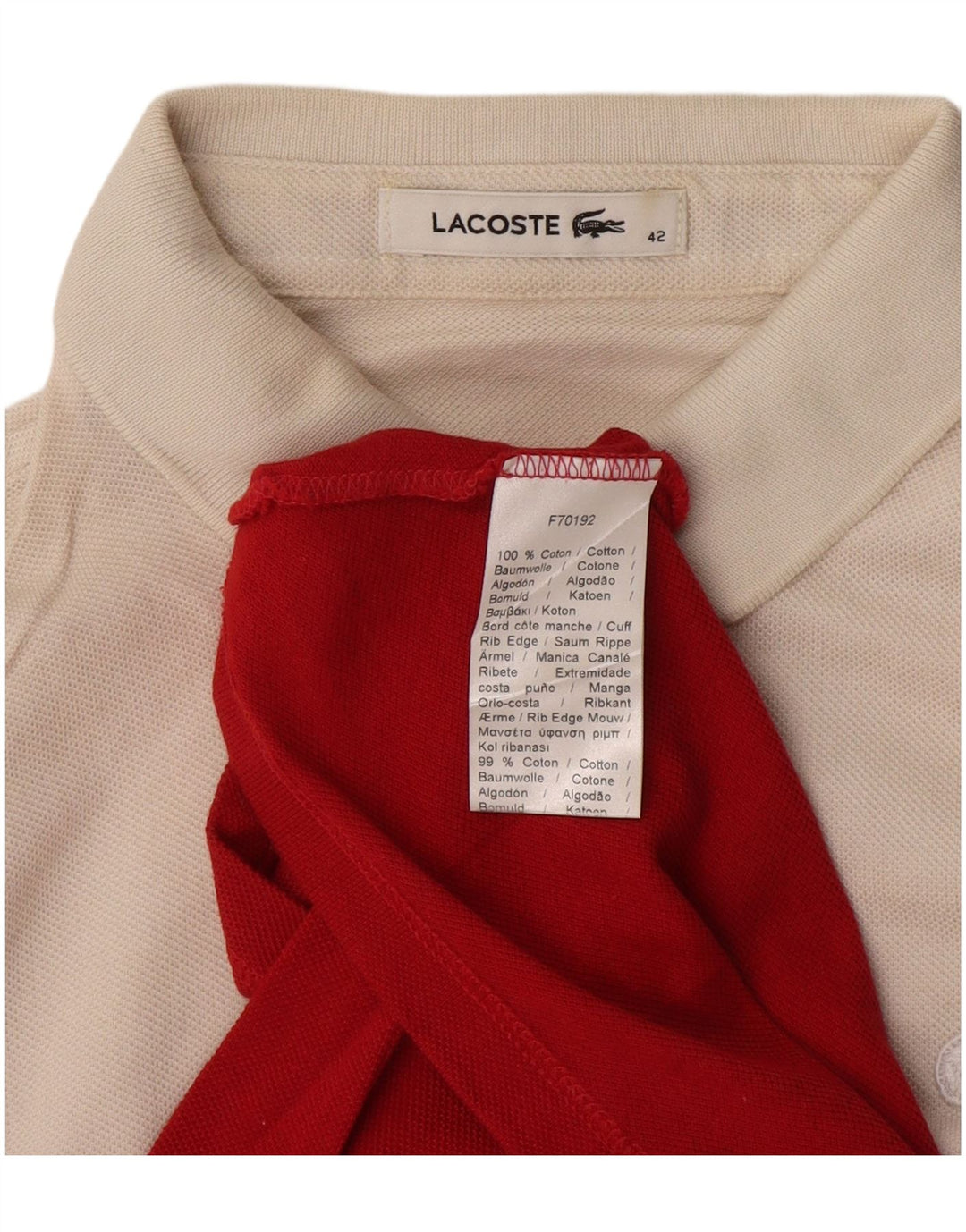 LACOSTE Polo Femme Taille 42 Grand Coton Colorblock Rouge