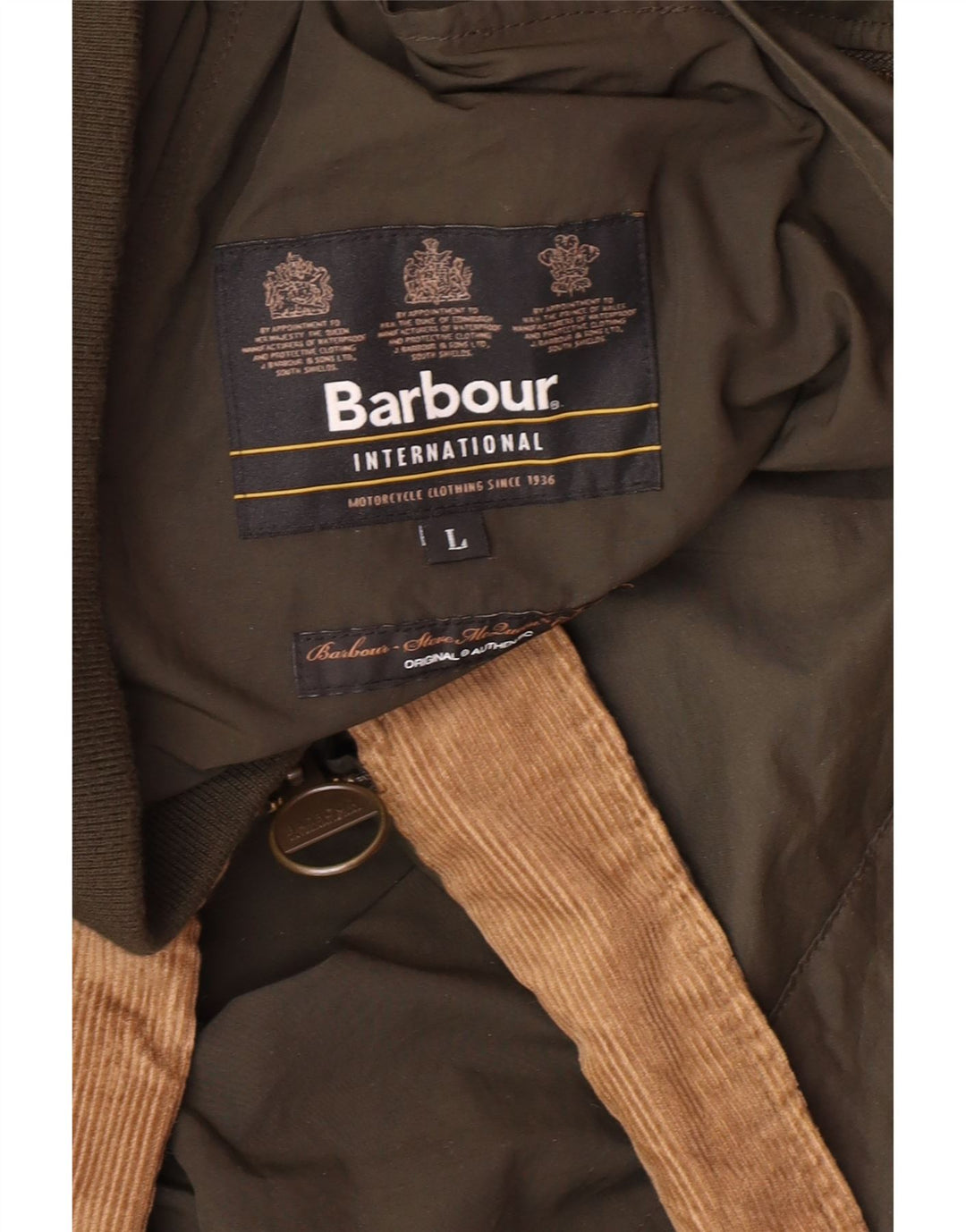 BARBOUR Veste Bomber Homme UK 40 Large Kaki Polyamide