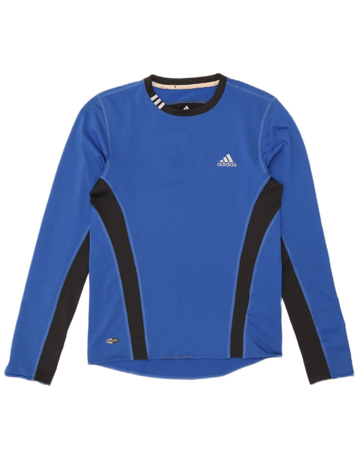 Adidas Hommes Climacool Haut À Manches Longues Petit Bleu Colorblock Polyester