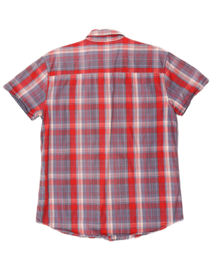 Wrangler Chemise à manches courtes pour homme en coton à carreaux bleu moyen