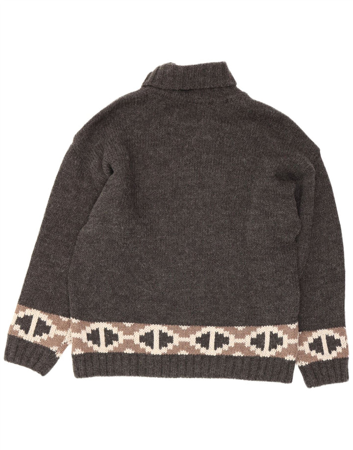 Kaos Pull col roulé pour femme UK 14 Grande laine géométrique grise