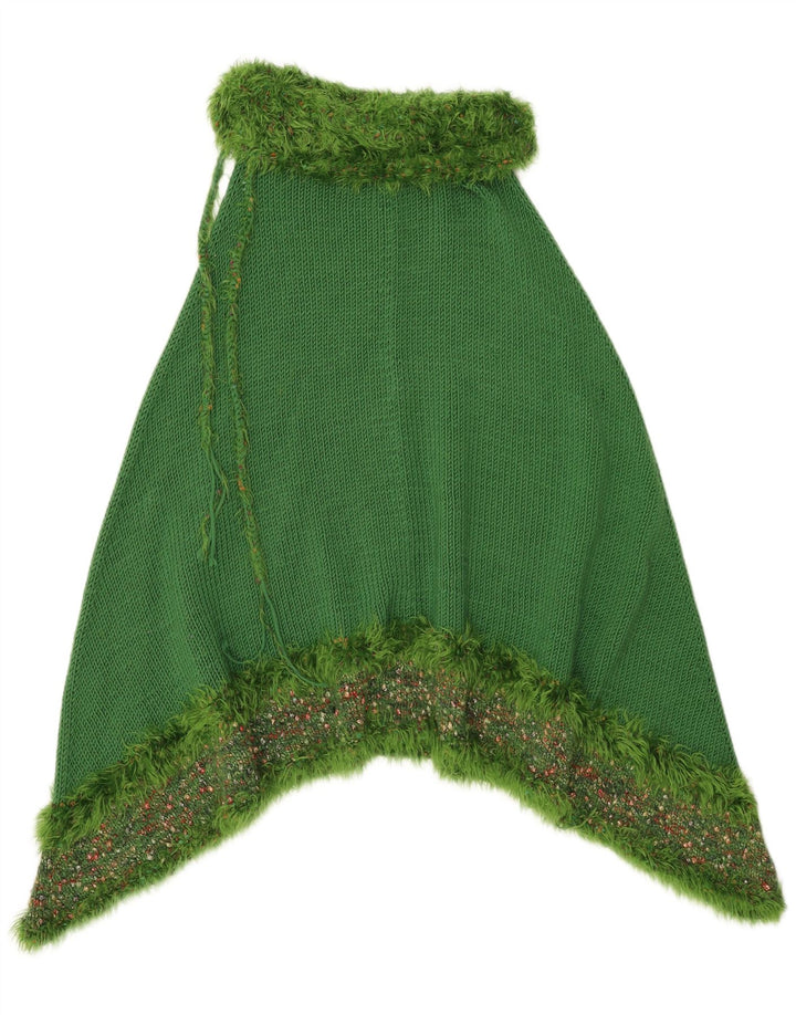 vintage Femme Poncho Jumper Taille Unique Vert