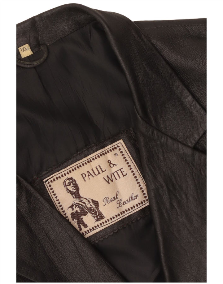 Paul & Wite Veste en cuir pour homme UK 44 2XL Cuir noir