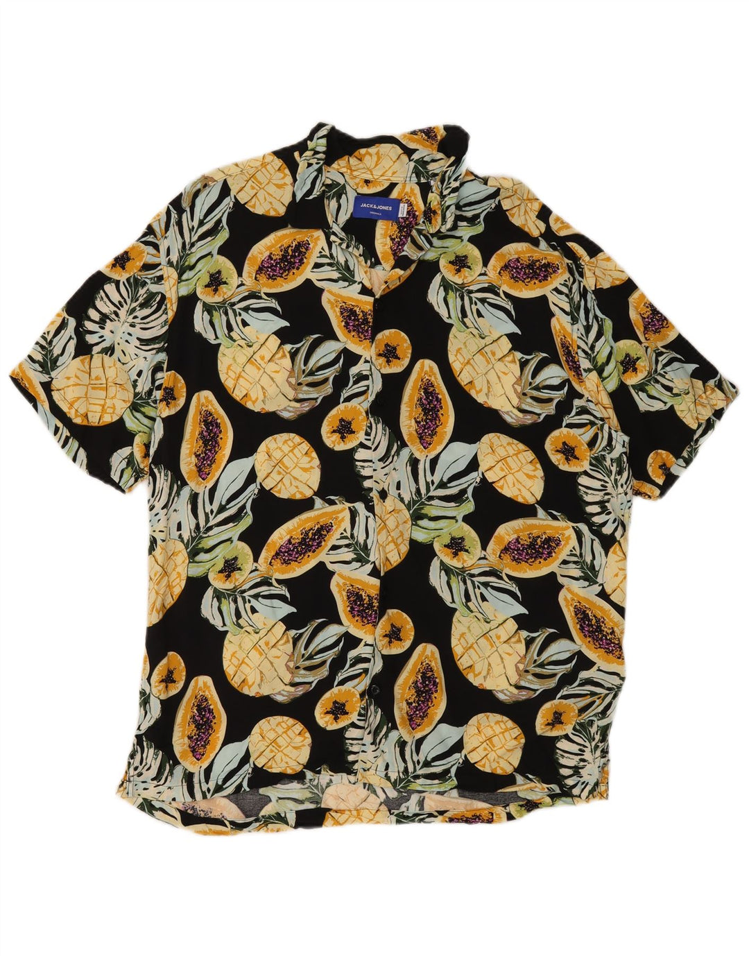 Jack & Jones Chemise à Manches Courtes Homme Noir Moyen Floral Viscose
