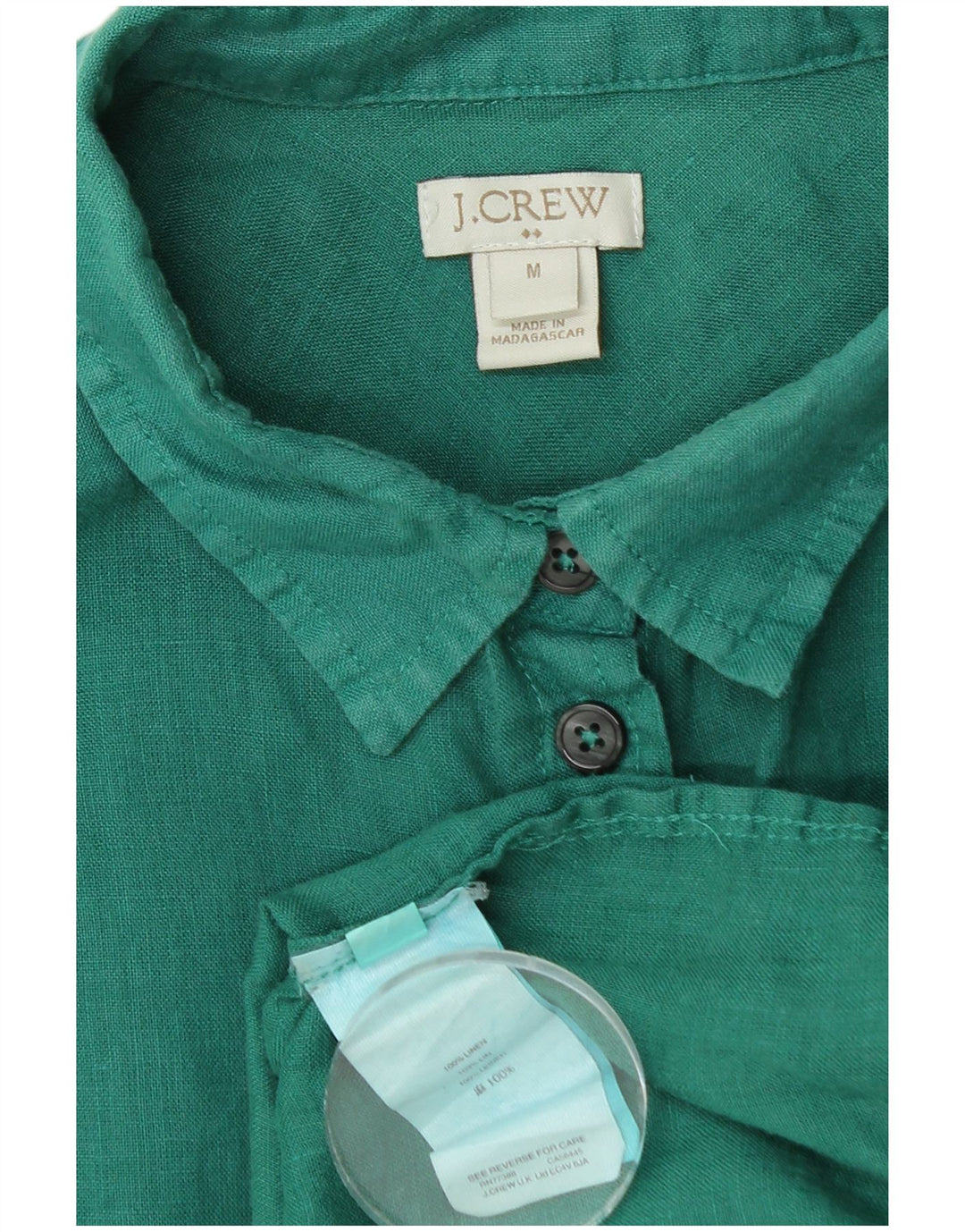 J. CREW Chemise Femme UK 14 Lin Vert Moyen