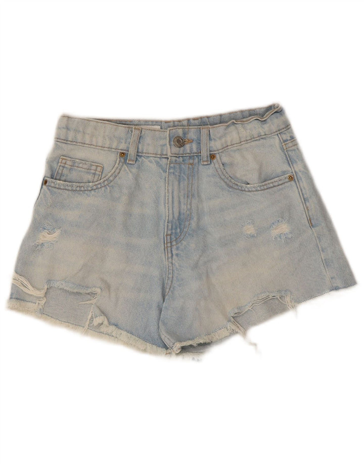 ZARA Short en jean vieilli pour fille 13-14 ans W28 Bleu Coton