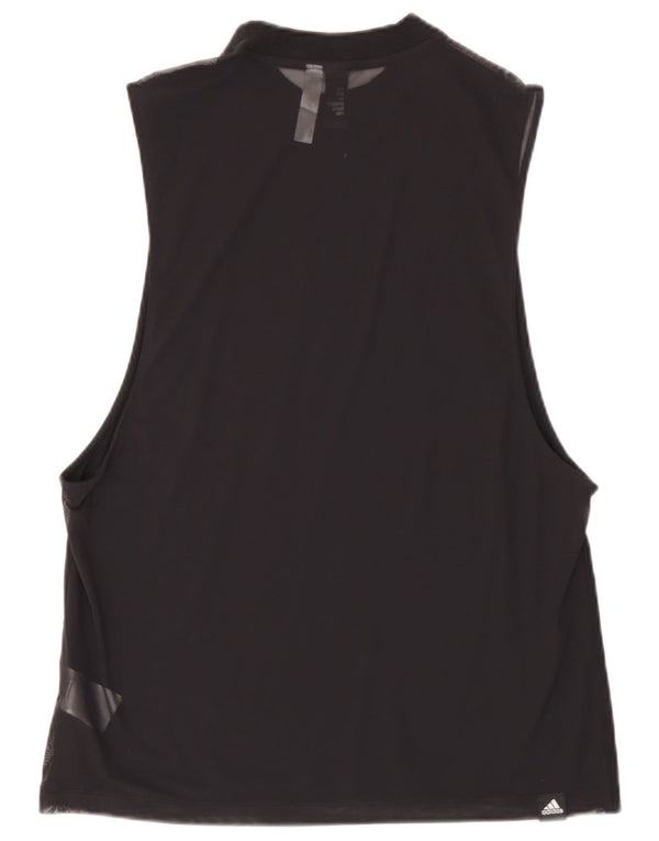 Adidas Débardeur Graphique Femme UK 12/14 Coton Noir Moyen
