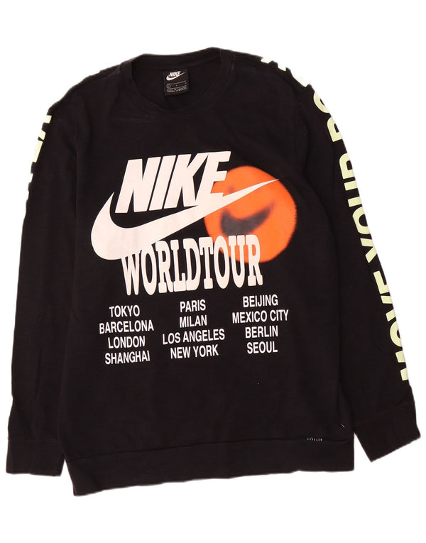 Nike Mens Graphic Regular Fit Sweatshirt Jumper Grand Noir Coton