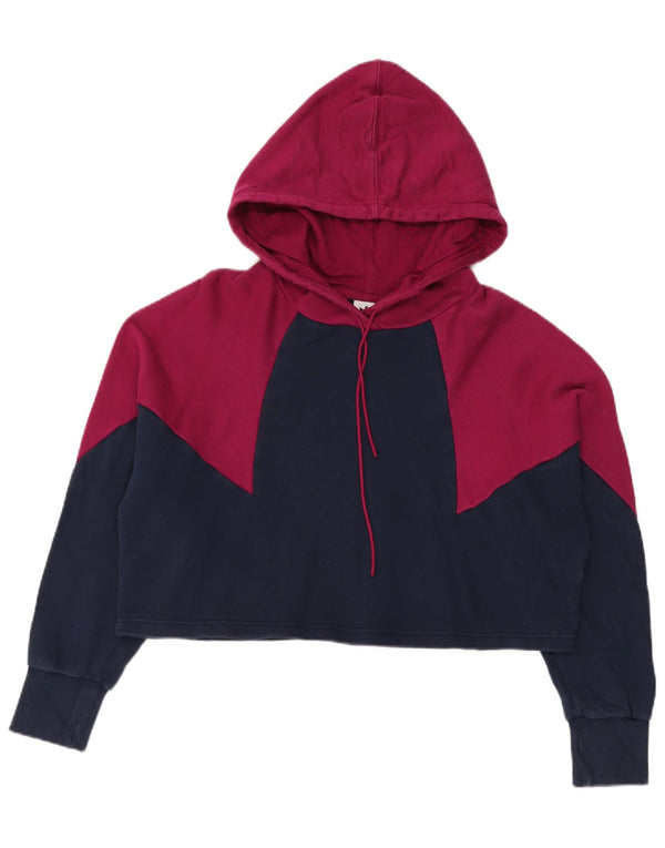 Adidas Sweat à capuche court surdimensionné pour femme UK 8 Small Bleu marine Colourblock