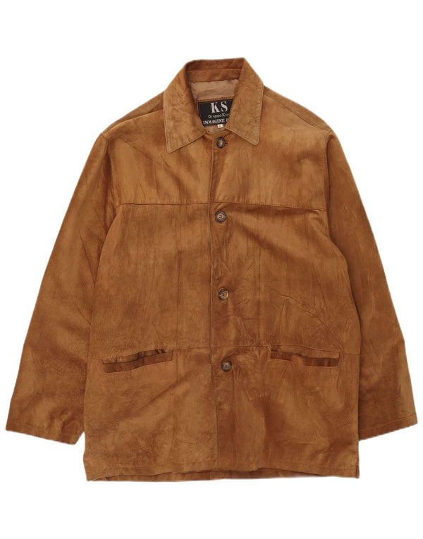 veste en daim homme vintage IT 52 XL cuir marron