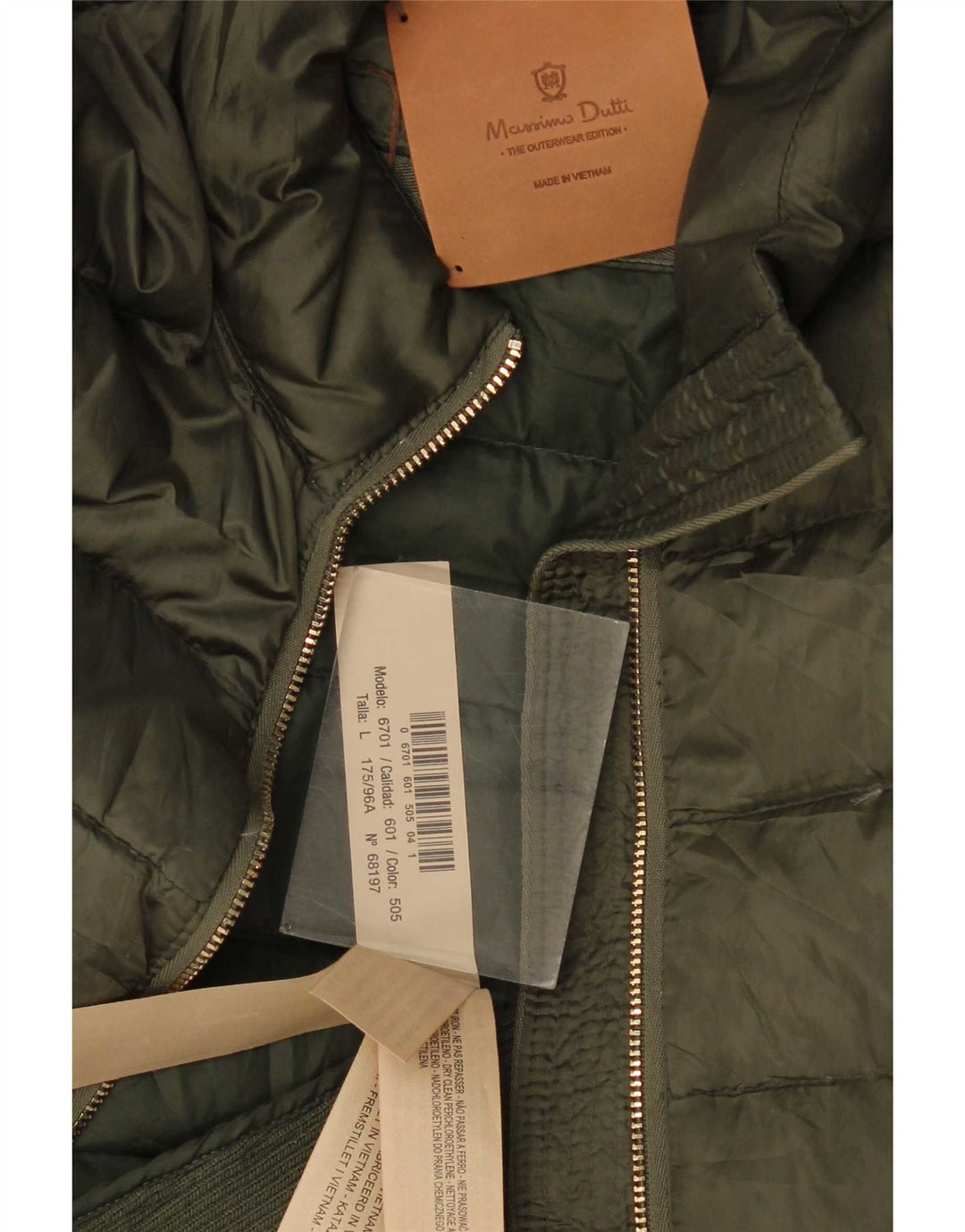 Massimo Dutti Veste matelassée pour femme UK 14 Large Kaki Polyester