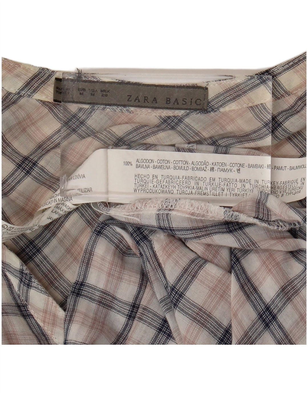 Zara Robe chemise pull pour femme UK 14 en coton à carreaux multicolore moyen