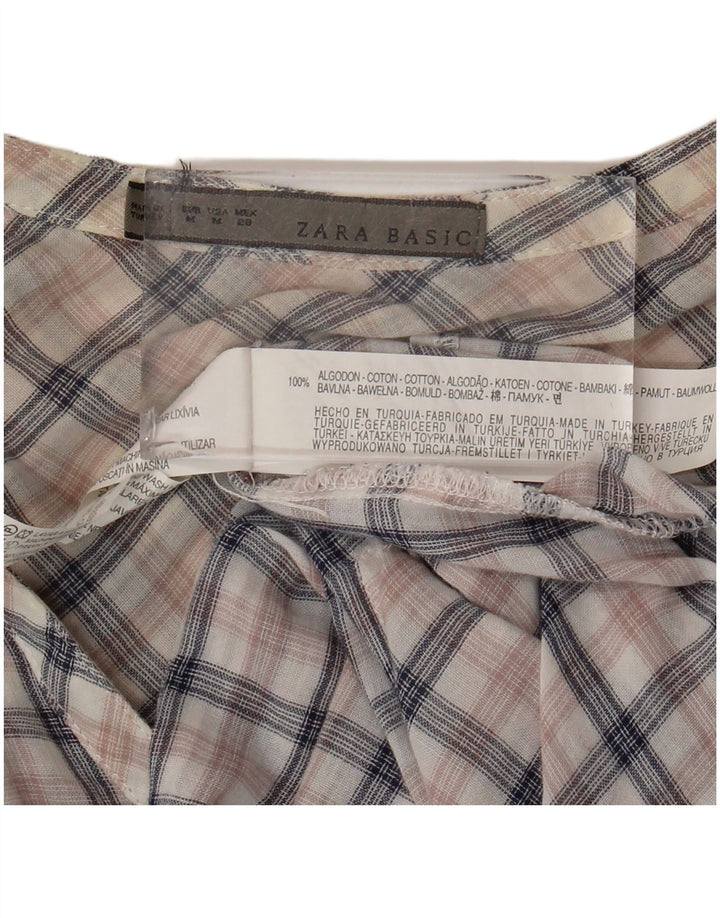 Zara Robe chemise pull pour femme UK 14 en coton à carreaux multicolore moyen