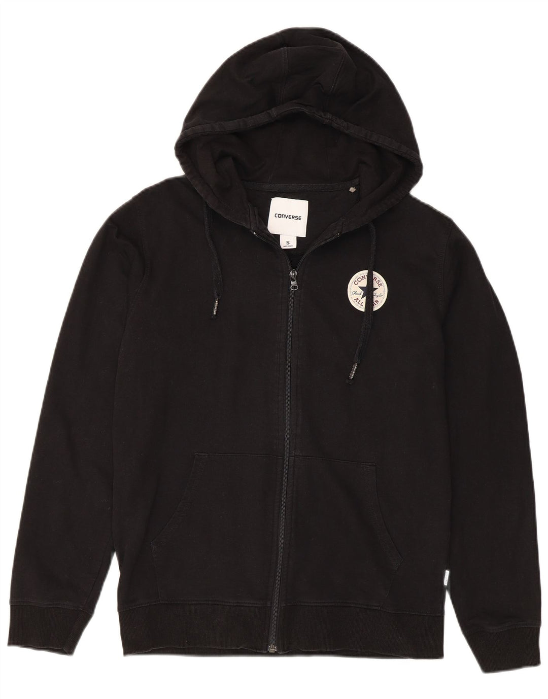 CONVERSE Pull à capuche zippé pour homme Petit coton noir