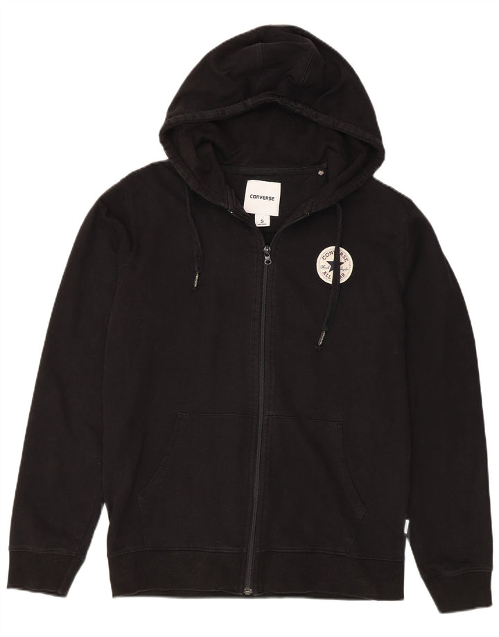 CONVERSE Pull à capuche zippé pour homme Petit coton noir